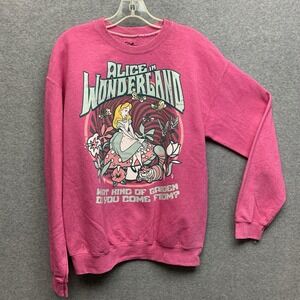Disney Alice In Wonderland Graphic Crewneck Sweatshirt Women Small Pink